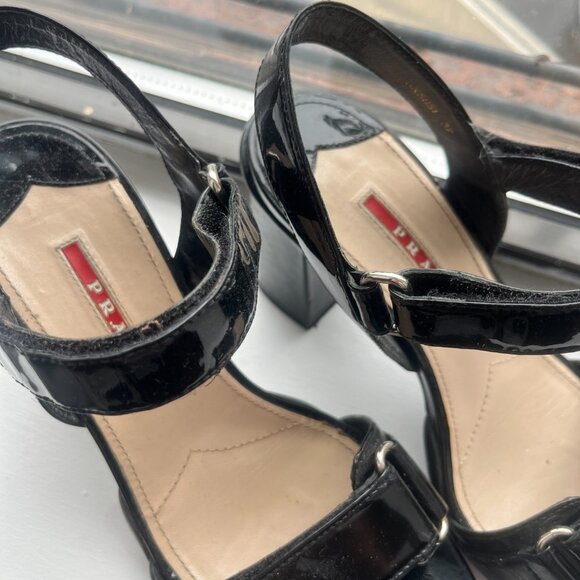 Prada Patent Leather Heeled Sandals | Size US 7 / EU 37 - Picture 5 of 16